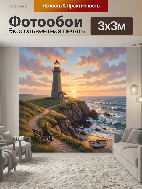 Фотообои Маяк на морском утёсе