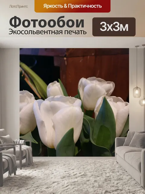 Фотообои Белые тюльпаны