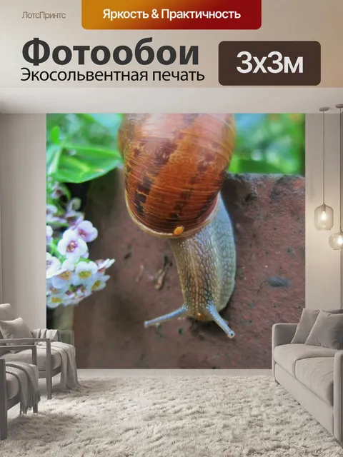 Фотообои улитка на кирпичной стене