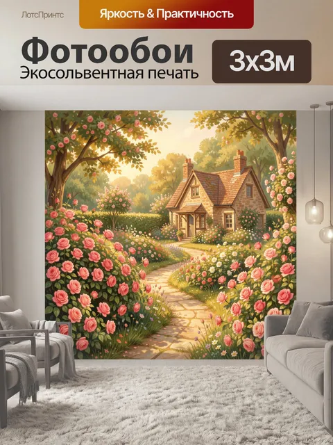 Фотообои Садовая дорожка у цветочного дома