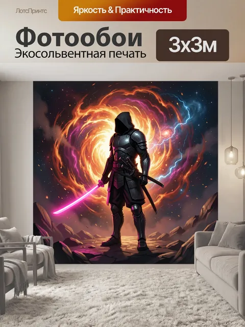 Фотообои Космический воин с неоновым мечом