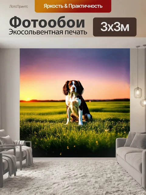 Фотообои на фоне бескрайних зелёных лугов