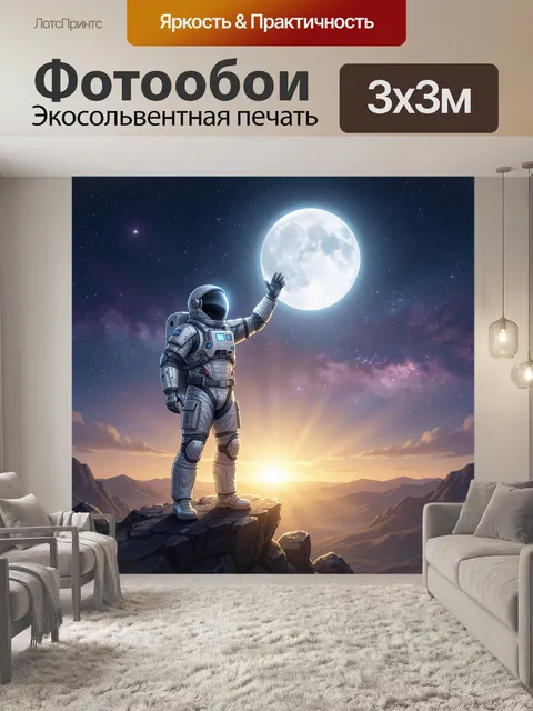 Фотообои Астронавт под полной луной