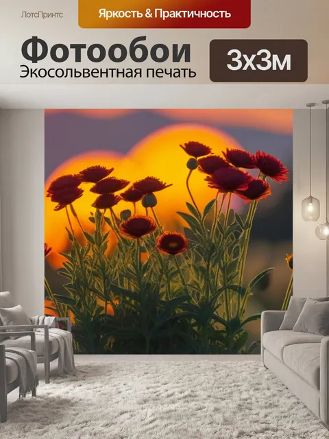 Фотообои цветы в свете заката