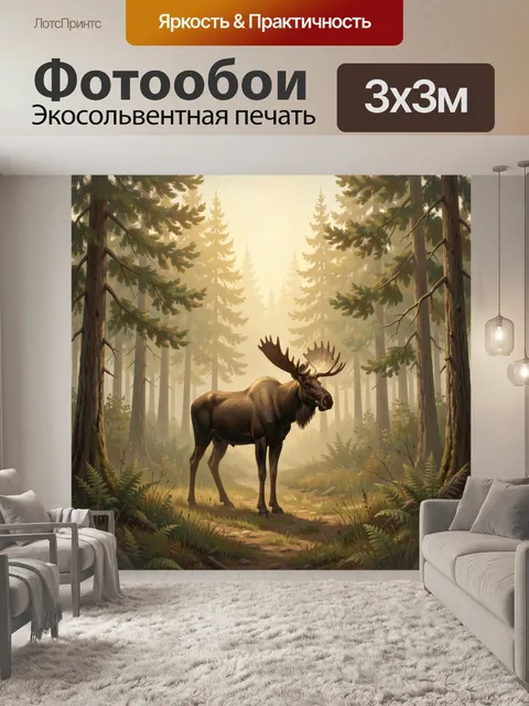 Фотообои Лось на лесной тропе