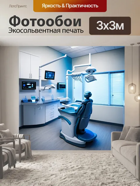 Фотообои стоматологический кабинет нового поколения с роботизированными инструментами