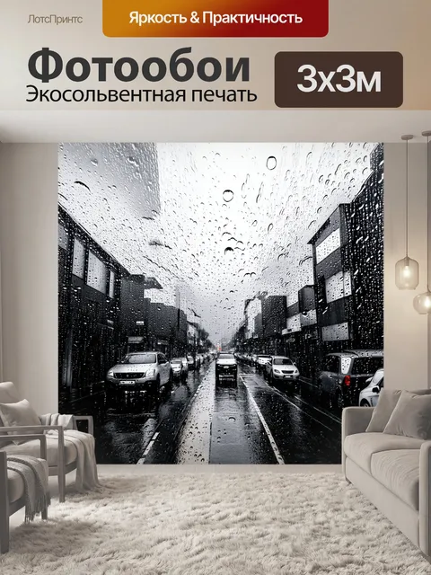 Фотообои дождь в черно-белом стиле