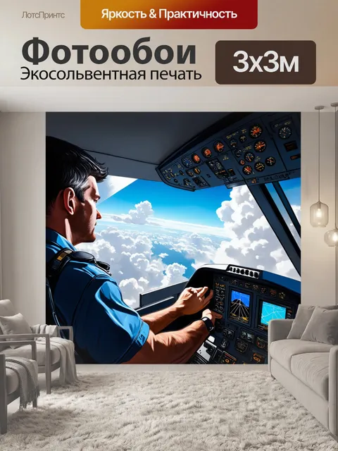 Фотообои пилот на борту современного самолета