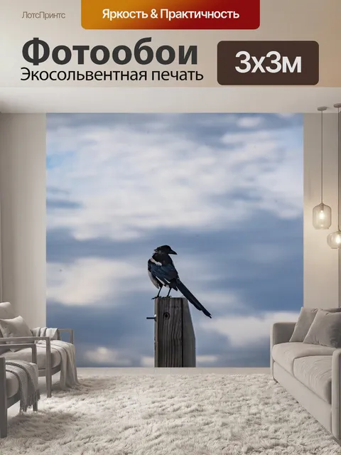 Фотообои Черная Славянная Птица Сорока
