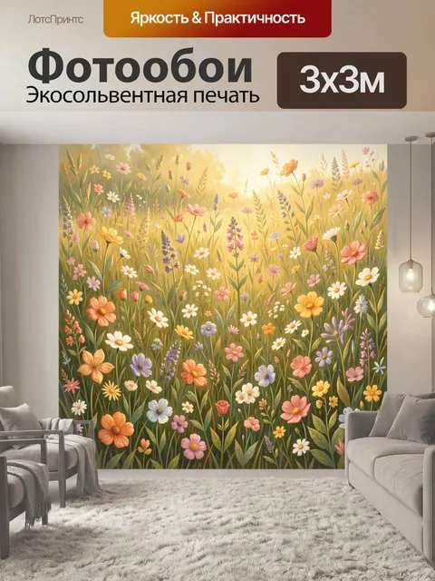 Фотообои Луговые цветы в мягком свете