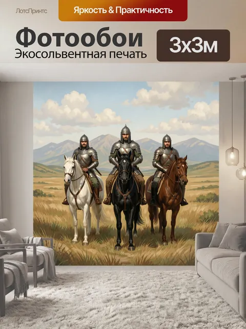 Фотообои Три всадника в степи