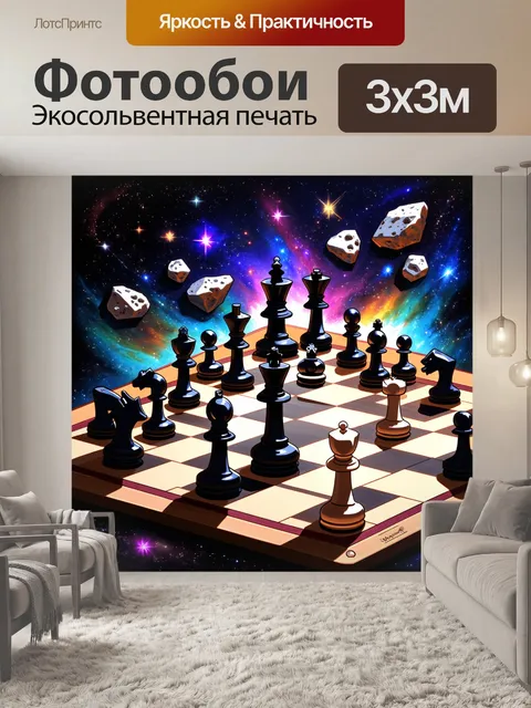 Фотообои эпическая шахматная битва на доске