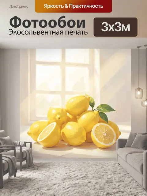 Фотообои Лимоны с зелёными листьями на солнце