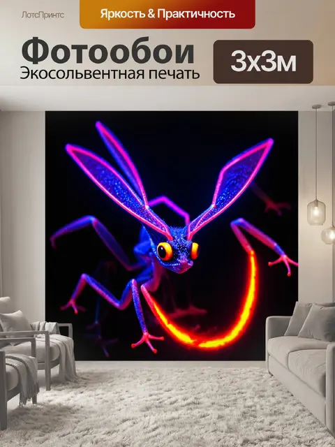 Фотообои ночь в стиле абстракции, фантастические существа, появляющиеся из ночного мрака, мягкие линии и яркие цвета