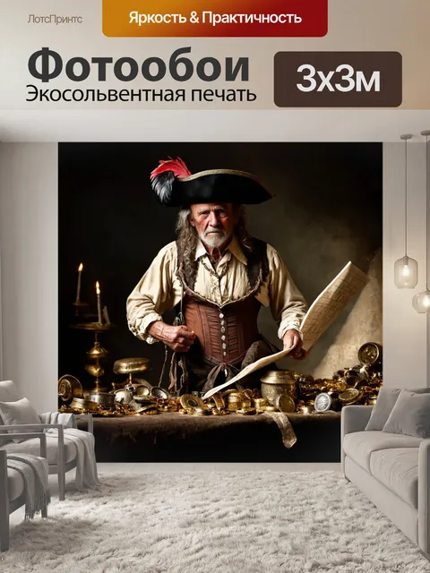 Фотообои пират в возрасте с пиратским грудным корсетом