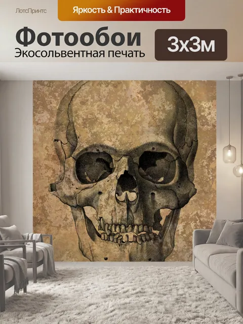 Фотообои Винтажное искусство Череп и скрещенные к