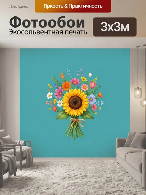 Фотообои Букет ярких полевых цветов