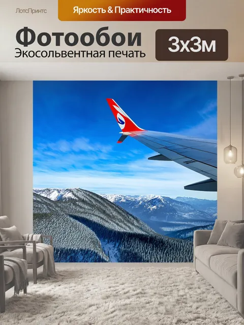 Фотообои высоколетящий пассажирский самолет над горами