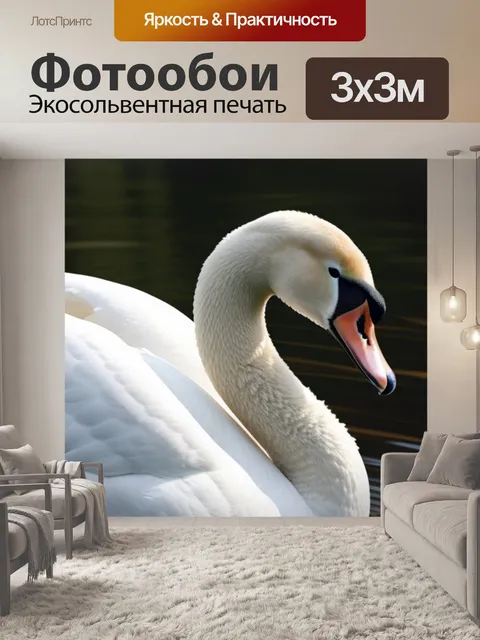 Фотообои пейзаж с одним лебедем