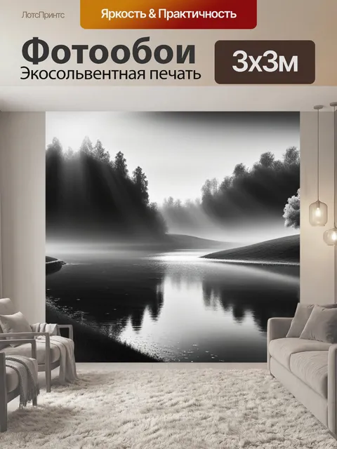 Фотообои пейзаж с двумя берегами чернобелый