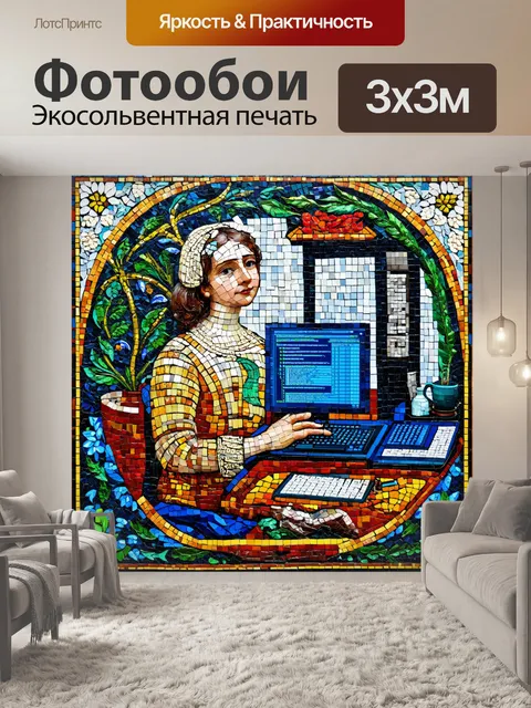Фотообои живопись изразцов с изображением кода и технологий