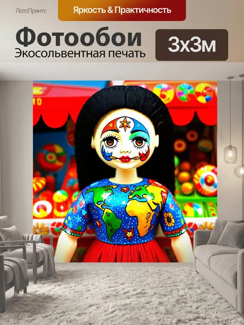 Фотообои кукла с тремя лицами