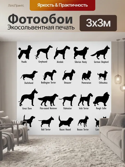 Фотообои Фон силуэты пород собак