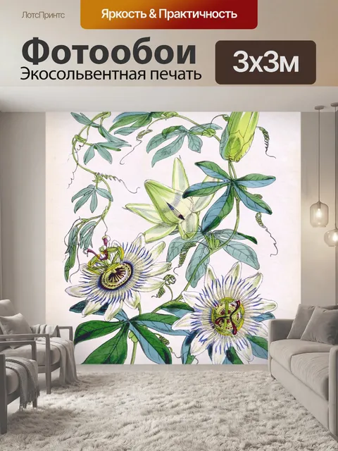 Фотообои Цветок пассифлоры винтажное искусство