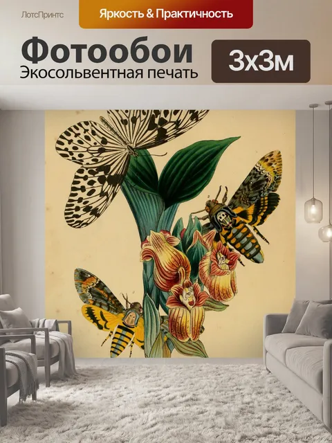 Фотообои Бабочки Винтажное Искусство