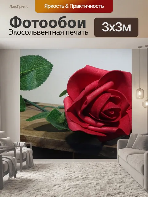 Фотообои Красная роза на полке