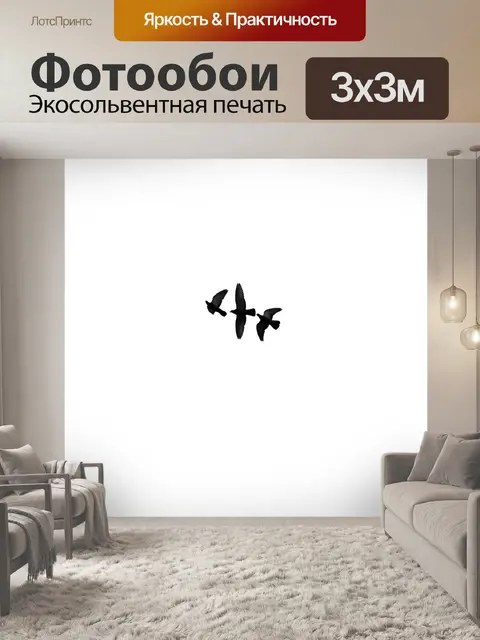 Фотообои Птицы летают на белом
