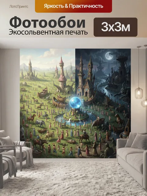 Фотообои Фэнтезийный город света и тьмы