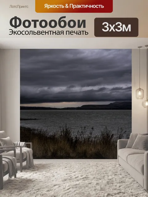 Фотообои Грозовые тучи над озером