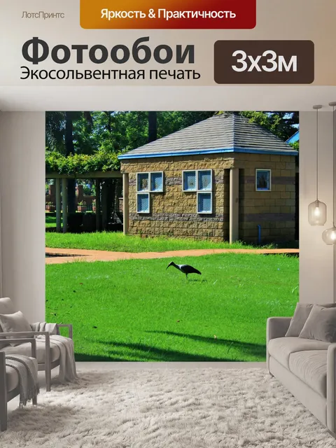 Фотообои газон и здание, парк в Претории