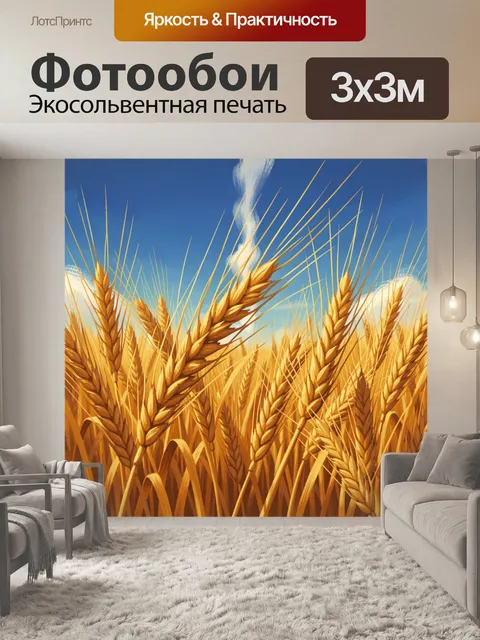 Фотообои Созревшая пшеница под голубым небом