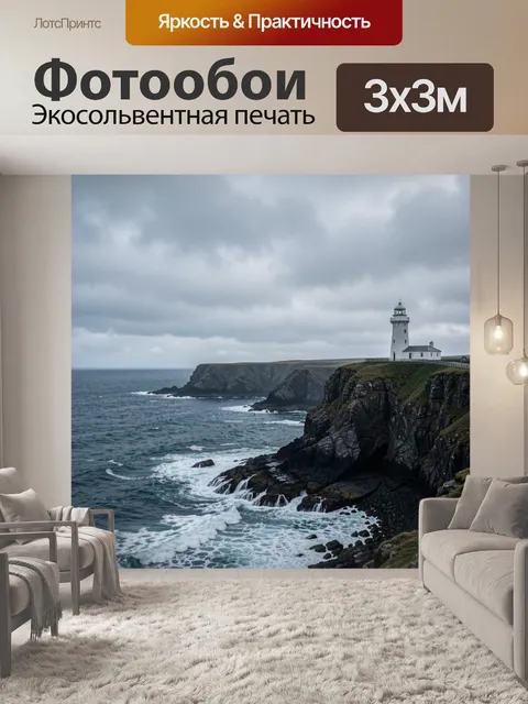 Фотообои Морской маяк на скалистом берегу