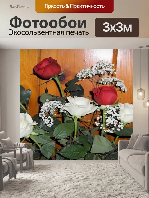 Фотообои Красный и белый Roses