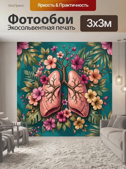 Фотообои Цветущие легкие среди тропической листвы