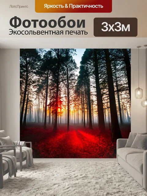 Фотообои далекий свет с красным эхом вечернего заката