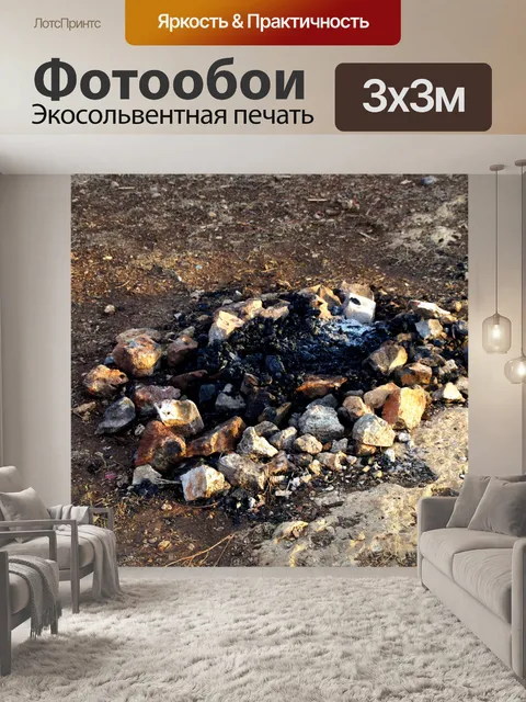 Фотообои Мертвый костер с камнями в круге