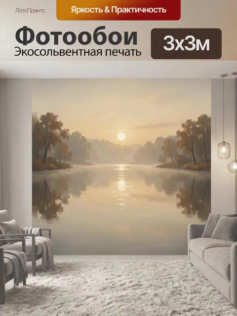 Фотообои Туманный рассвет над рекой