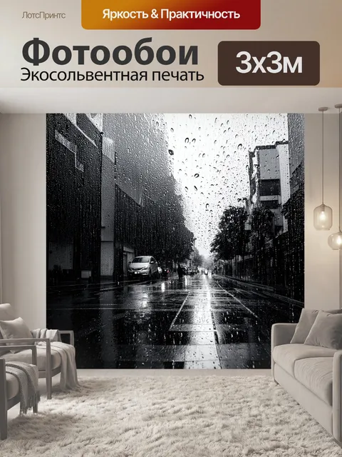 Фотообои дождь в черно-белом стиле