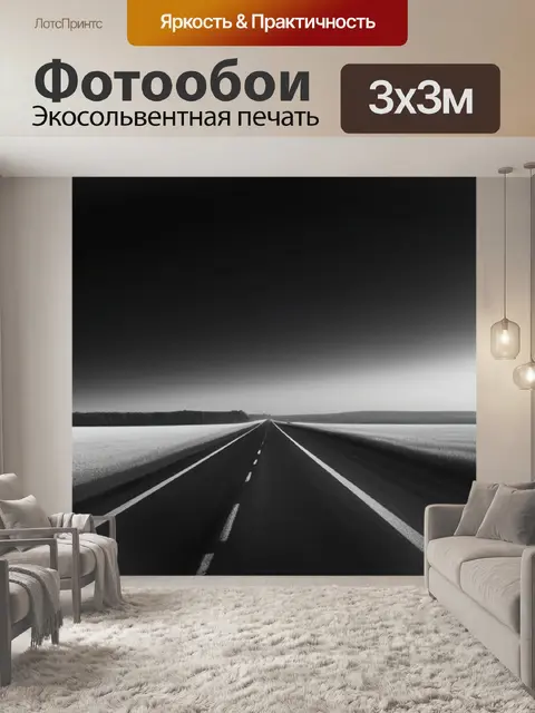 Фотообои пейзаж с уходящая вдаль чернобелый