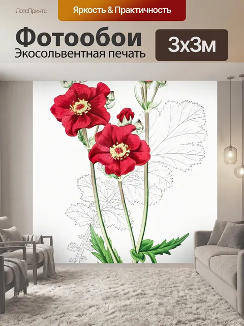 Фотообои Цветок красный винтаж арт