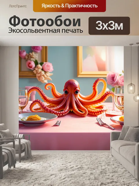 Фотообои нарисуйте забавного осьминога