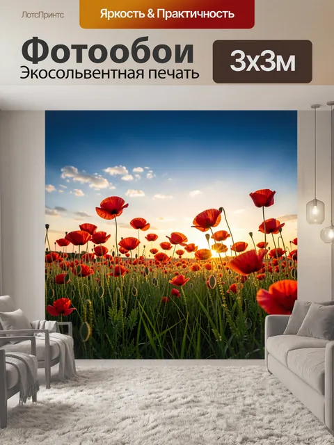 Фотообои Красные маки на закате