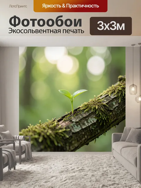 Фотообои Молодой росток на мху