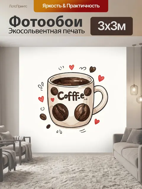 Фотообои Кофейная чашка с сердечками