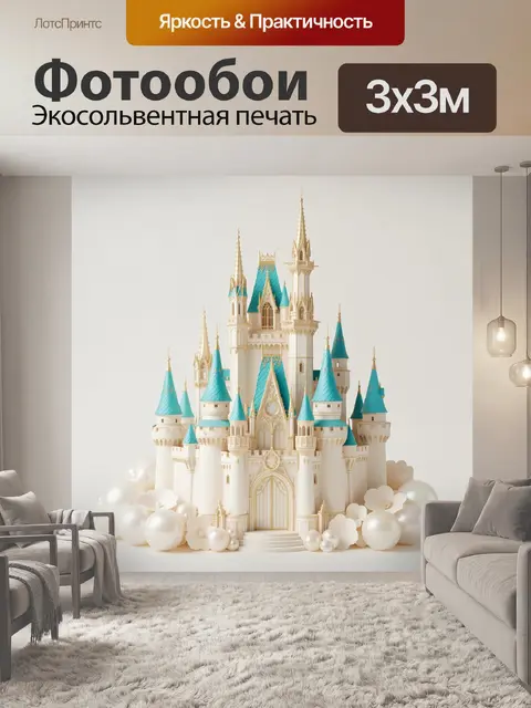 Фотообои Сказочный замок с бирюзовыми башнями