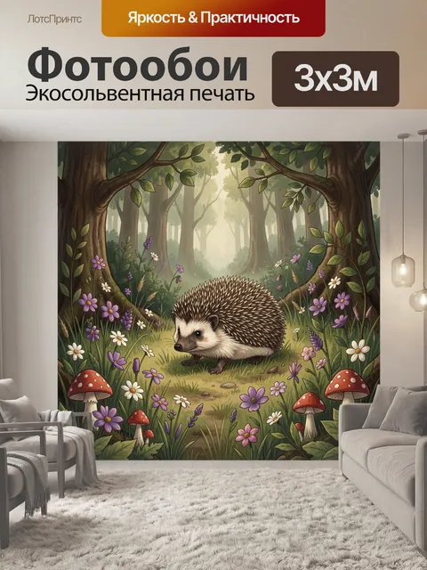 Фотообои Ёжик на лесной поляне